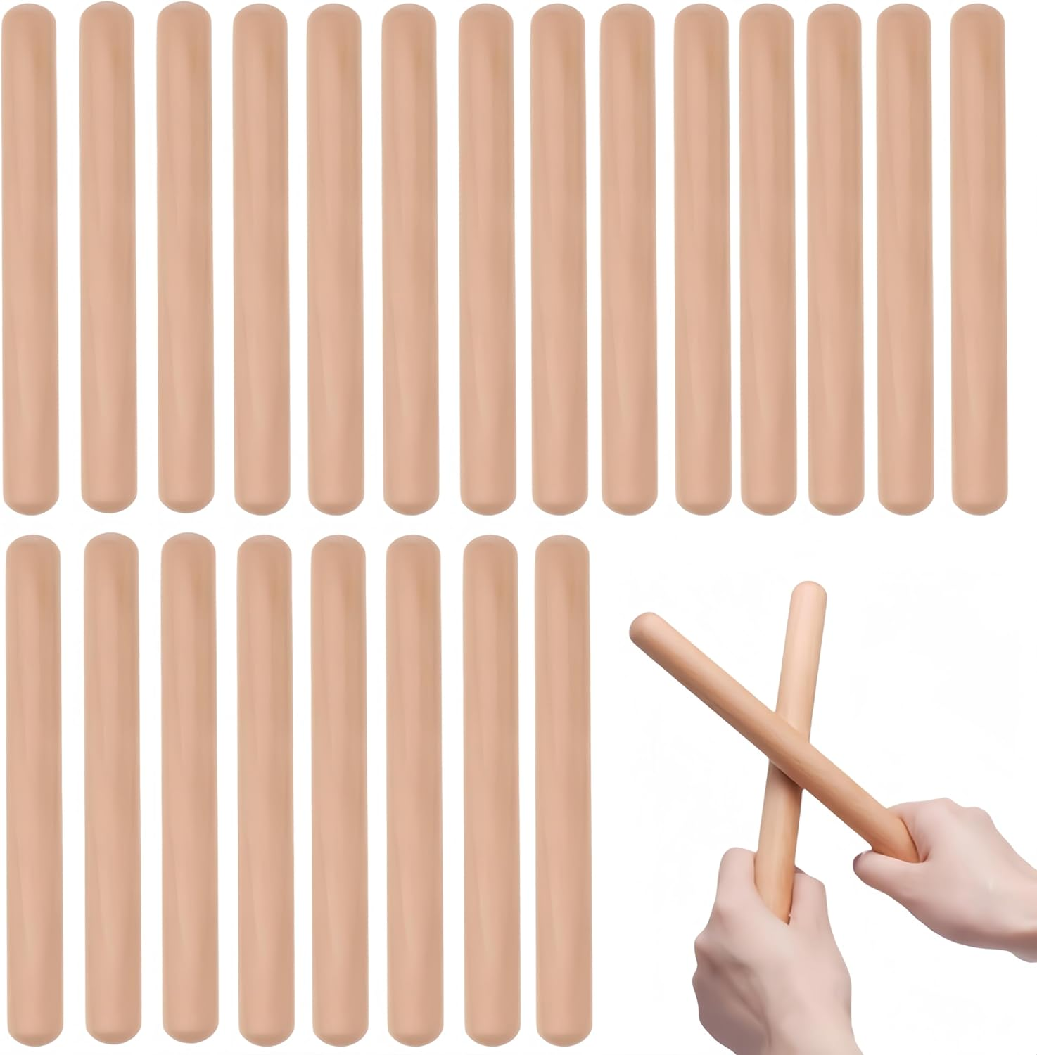 Ai-Oumleef 32Pcs Rhythm Music Sticks, Musical Sticks,Rhythm Blocks Percussion Music Sticks for Beginner Music Sticks Rhythm Sticks Clapping Sticks (Wood） image number 3