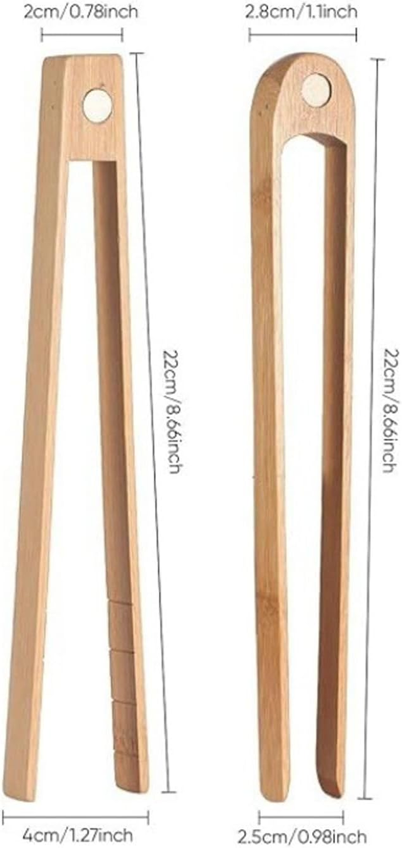 Wooden Thong - Toaster Tongs | Bread Toaster with Magnet | 8.7" Magnetic Toaster Tain | 2X Multi-Purpose Reusable Wooden Tong for Beef image number 2