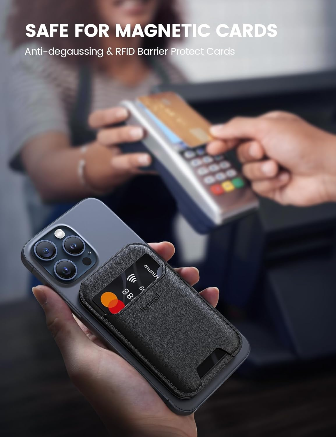 65G Lightweight for Mag Safe Wallet Stand - Upgraded Slim Phone 3 Cards Holder, Adjustable Leather Apple Iphone Wallet Stand, Magnetic for Iphone 16/15/14/13/12, Not for Mini, Mag Safe Accessories image number 2