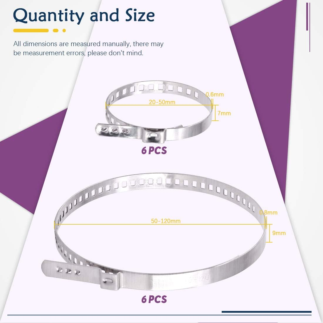 Swpeet 12Pcs CV Boot Clamp Assortment Kit, 6 Pairs Universa Small and Large Stainless Steel Universal Adjustable Stainless Steel Drive Shaft Joint Boot Crimp Clamp Kit for Most Cars image number 5