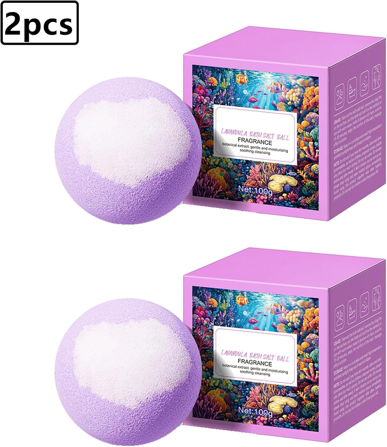 Loodgao Fruity Scented Bath Bombs Gift Set (2-Pack), Moisturizing Fizzies for Women, Men - Bubble Bath & Spa Essential Lavender One Size - Lemon image number 3
