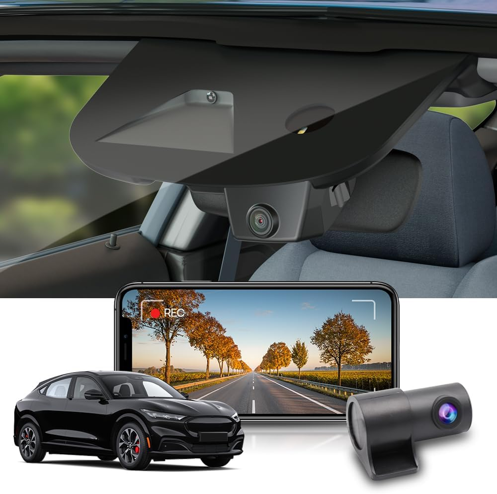 Fitcamx 2160P Front and Rear 1080P Dash Cam Suitable for Ford Mustang Mach-E GT Select Premium 2021-2025 (Right Hand Drive Car), OEM Look, Dual HD Video Wifi, G-Sensor, Loop Recording, 128GB Card image number 2