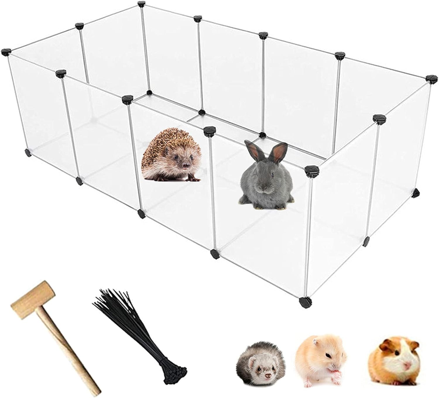 Kathson Plastic Pet Playpen,Portable Bunny Fence,Small Animals DIY Metal Enclosure Pen Cage Yard Outdoor & Indoor for Small Rabbit Cat Guinea Pig Hedgehogs Rat(12 Panels/13.8 X 17.7 Inches) image number 2