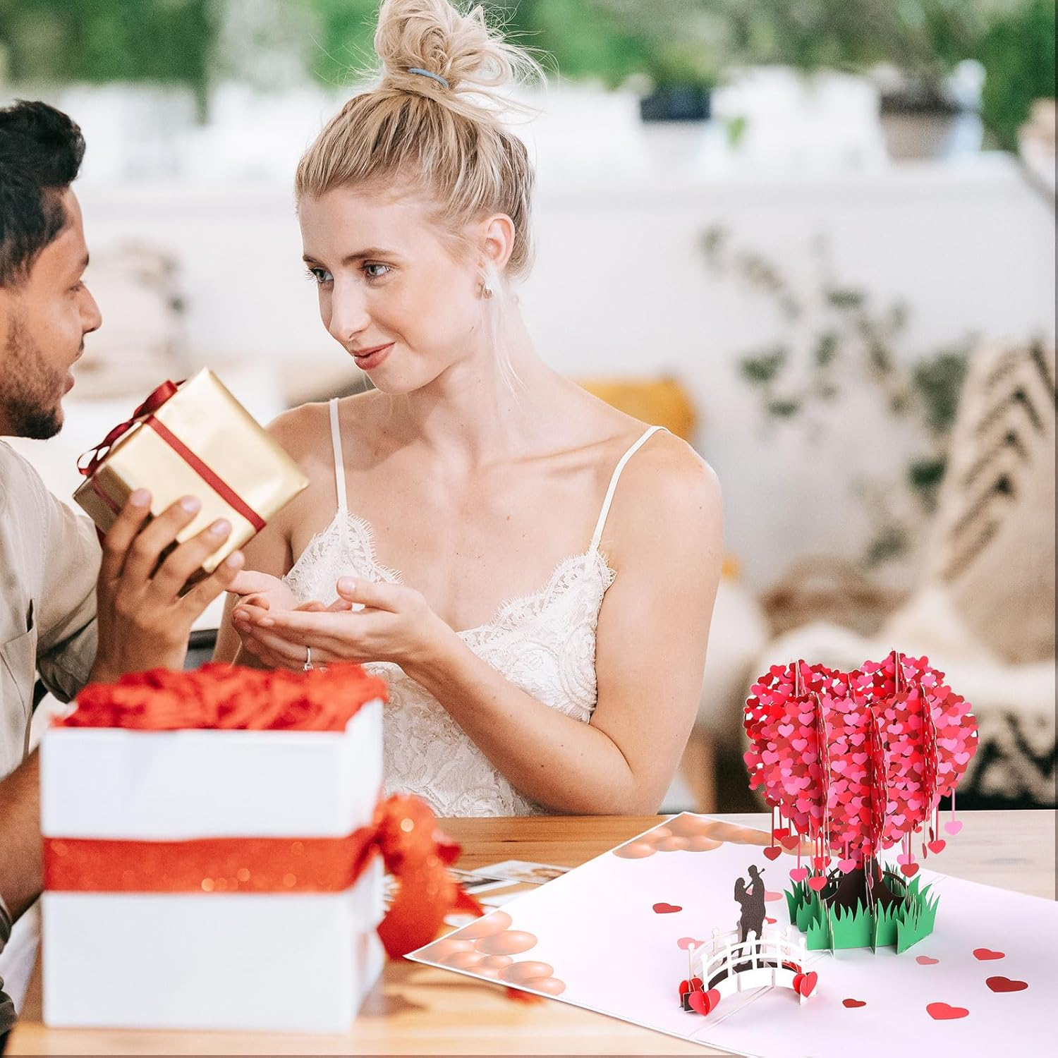 Pop up Wedding Card, Geeric 3D Proposal Card Popup Anniversary Love Card Romantic Valentine'S Day Greeting Card with Envelope Wedding Invitation Card Love Tree Paper Card for Her Him Lovers image number 4