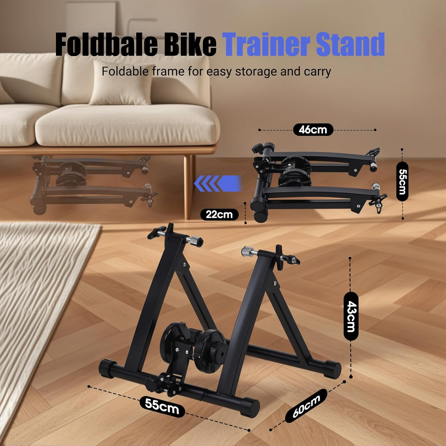 Advwin Bike Trainer Stand for Indoor Riding, Magnetic Stationary Bike Stand W/6 Level Resistance for 26-29" & 700C Wheels, Stable Cycling Trainer -Include Quick Release & Front Wheel Riser image number 2