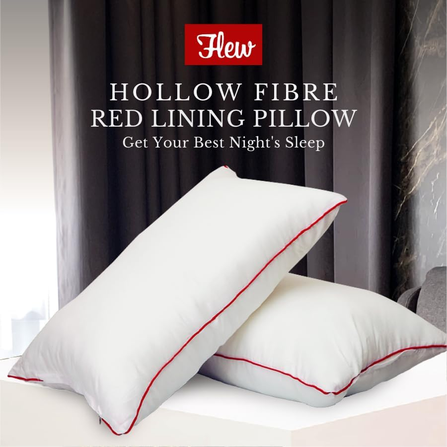 Flew Hotel Premium Pillow 100% Microfibre Pillow with Red Piping & Metal Zip for Adjustable Filling 72 Cm X 45 Cm image number 6