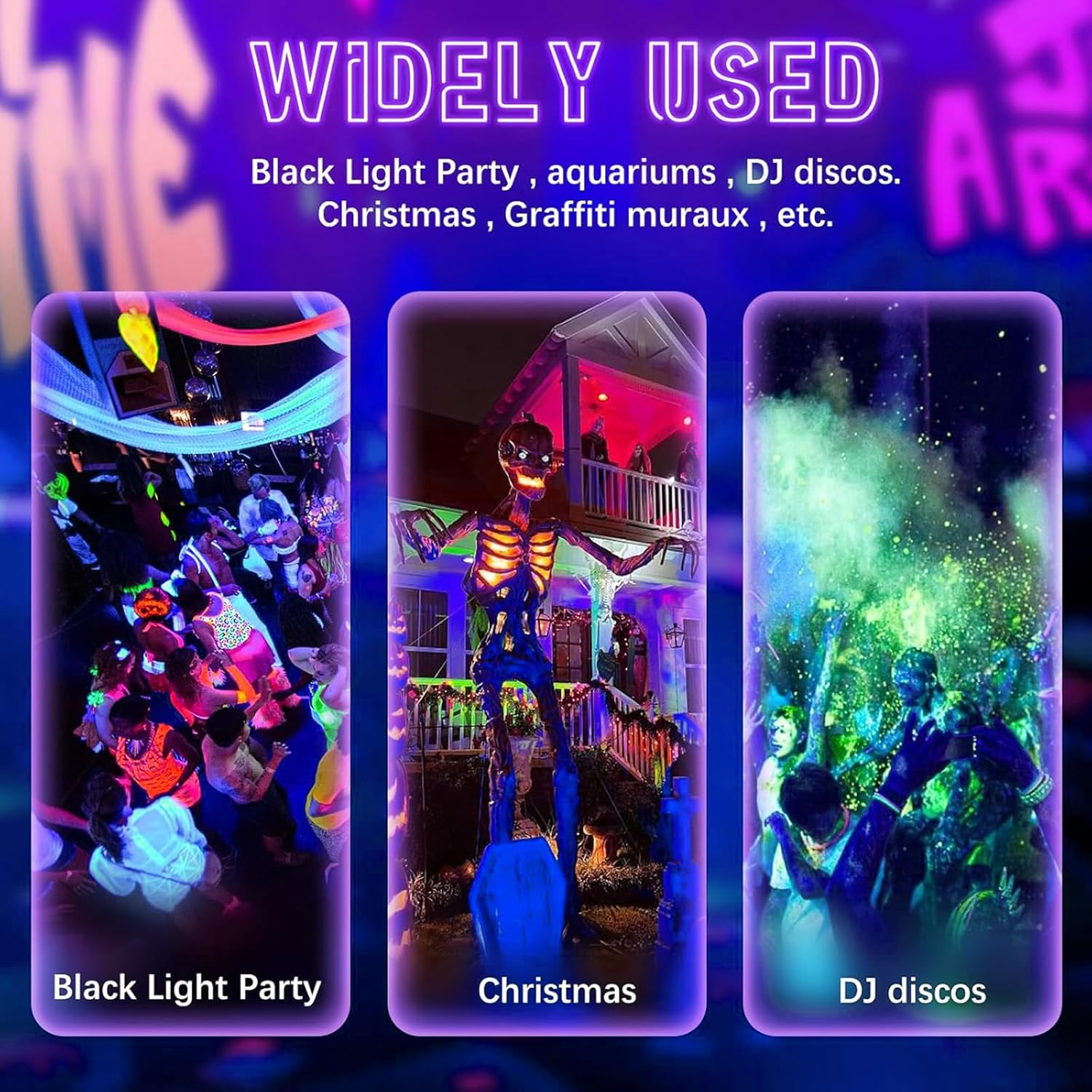 UV LED Black Lights Flood Bulbs 100W 395Nm Ultraviolet Lamp IP65 Waterproof Plum Blossom Blacklight Purple Glow in the Dark Paint Party Decorations Lightbulbs Fixtures for Poster Room Stage Halloween image number 6