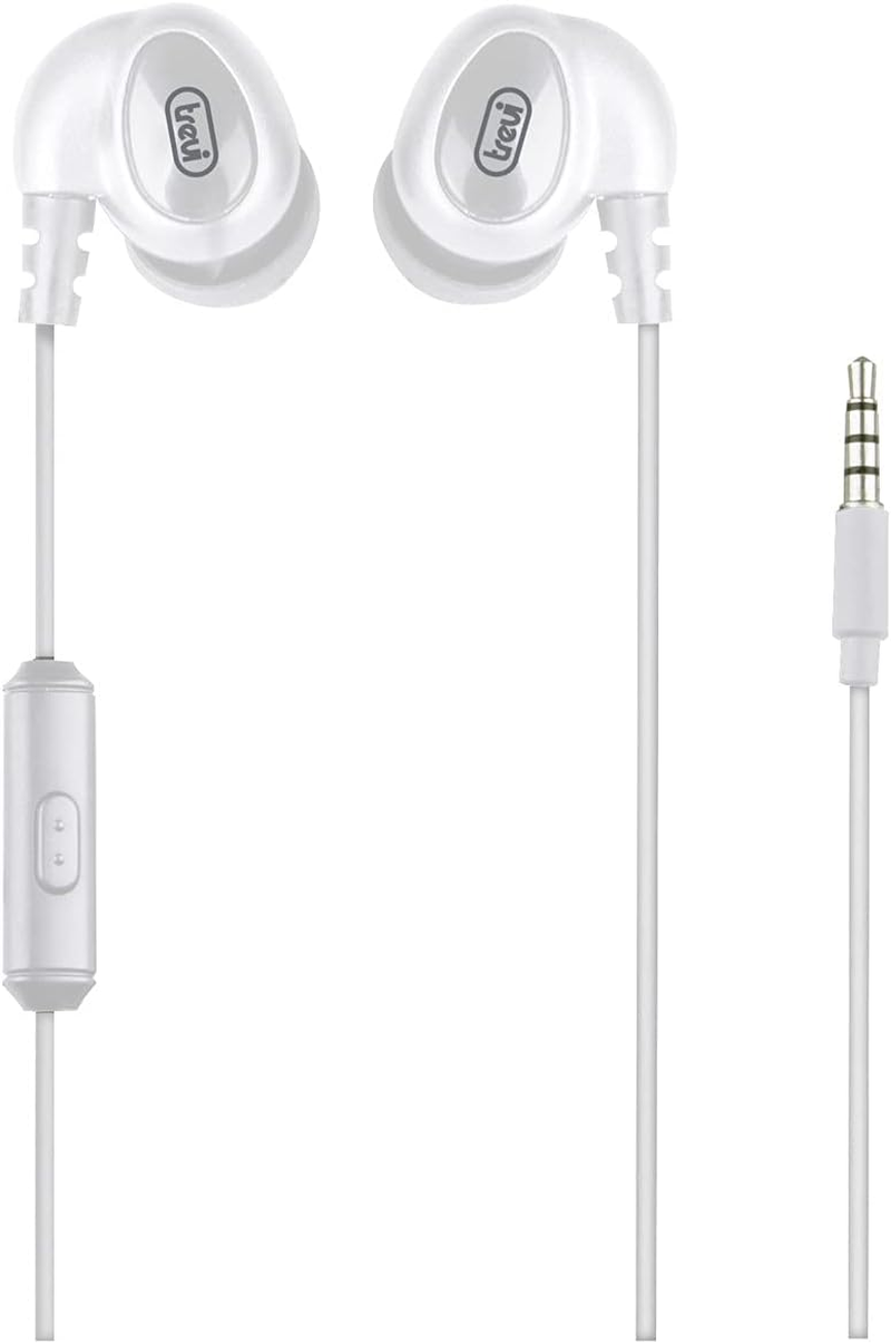 Trevi HMP 696 M Mini Stereo Headphones with Built-In Microphone, Durable Cable and Anti-Cable, Compatible with Smartphones, Noise Reduction Outdoor - White image number 1