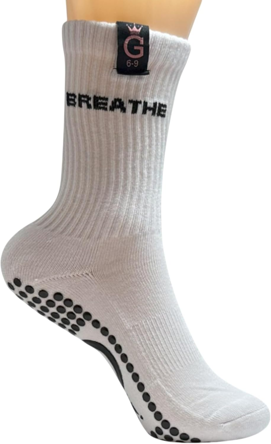 Pilates Grip Socks Yoga Socks with Grips for Women, Non-Slip Athletic Socks for Ballet, Dance, Workout. - Light Pink image number 4