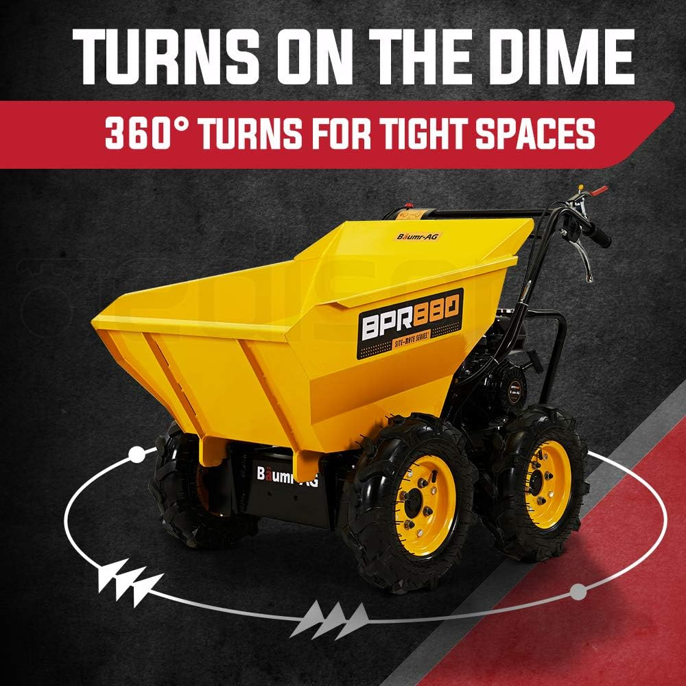 Baumr-Ag 196Cc Petrol Wheelbarrow Dumper 6.5HP Power Mini Dumper Barrow Motorised - BPR880 image number 6