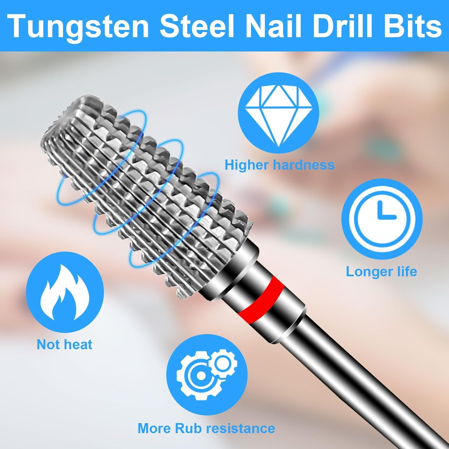 Diesisa 2 Pack Nail Drill Bits for Acrylic Nails, 3/32" Shank Drill Bits for Nails Professional Electric Nail Drill Bits for Home Salon/Fine+Medium Nail Bits - 5 in 1 Cylindrical Bit - Nib image number 2