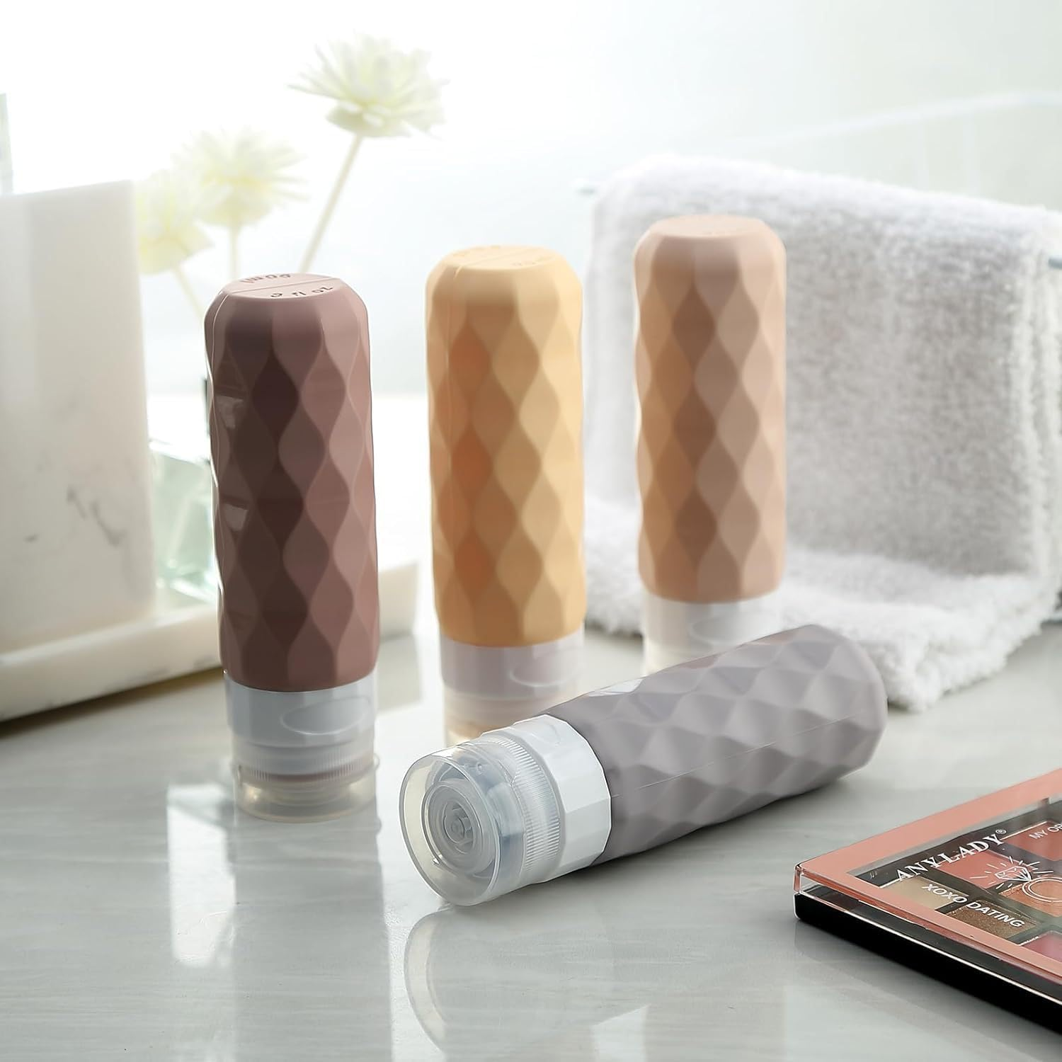 4-Pack Silicone Travel Bottles Set - Leakproof Toiletry Containers for Shampoo & Body Wash | Eco-Friendly Squeeze Tubes with PVC Pouch image number 4