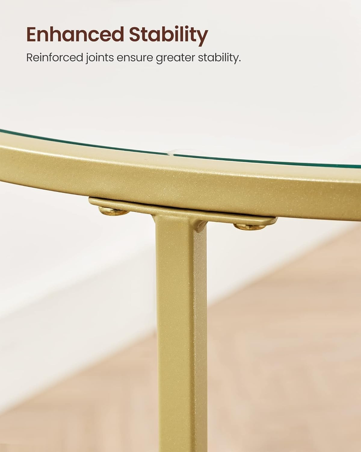 Vasagle round Side Table, Tempered Glass End Table with Golden Metal Frame, Small Coffee Table, Bedside Table, Living Room, Balcony, Robust and Stable, Decorative, Gold image number 2