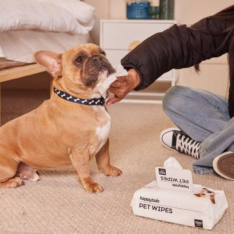 Happy Tails Pet Wipes, 100 Count, Aloe Vera Scented, Removes Mud and Odour (2 Pack)