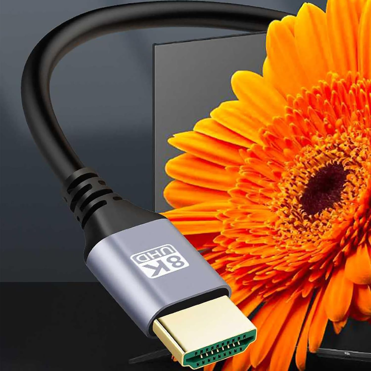 Tunghey Right Angle 8K HDMI 2.1 Cable, 8K HDMI 48Gbps 90 Degree Right Angle HDMI to HDMI Cable, HDMI 2.1 Cable with 8K 60Hz Video and 3D HDR for Tv/Xb-Ox/P-S4 /P-S5 (Down 1M) - Down 0.5M image number 4