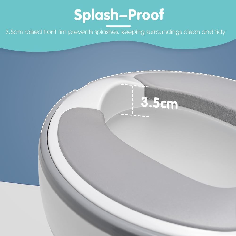 Playpals Potty Training Toilet, Realistic Toddler Potty Training Toilet with Soft Seat, Removable Potty Pot, Toilet Tissue Dispenser and Splash Guard for Toddler& Baby, Easy to Empty and Clean, Grey image number 4