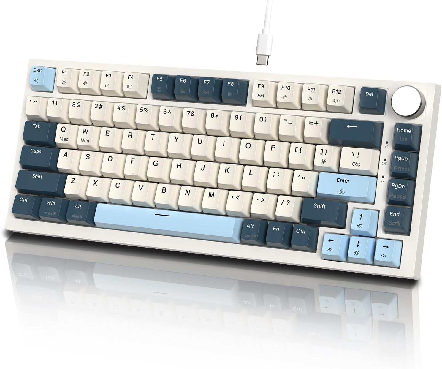 ATTACK SHARK K85 Rapid Trigger 75% Wired Mechanical Gaming Keyboard Gasket with Hot Swapped Adjustable Actuation Magnetic Switch Programmable Knob TKL RGB Backlit PBT Keycaps for Win Mac Gamer(Gray)