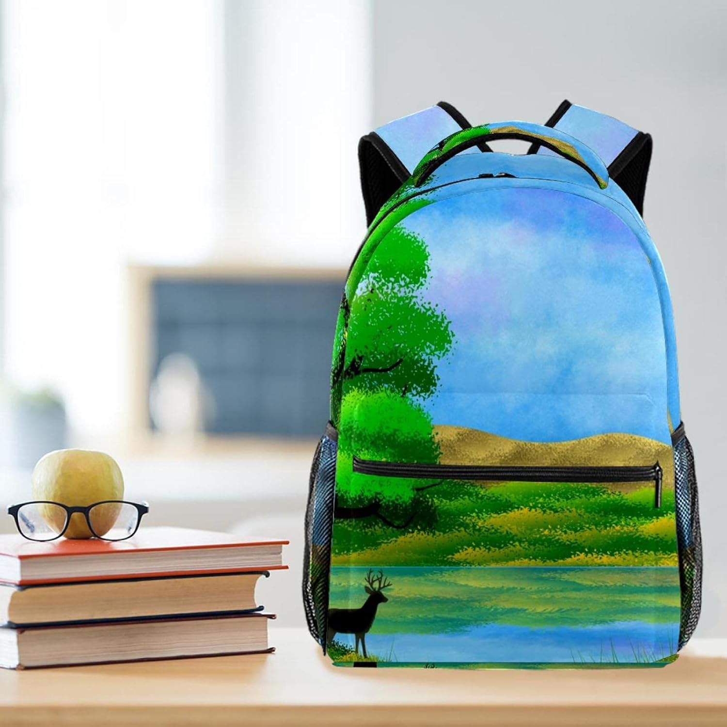 Landscape by the River Backpack Students Shoulder Bags Travel Bag College School Tote Backpacks image number 1