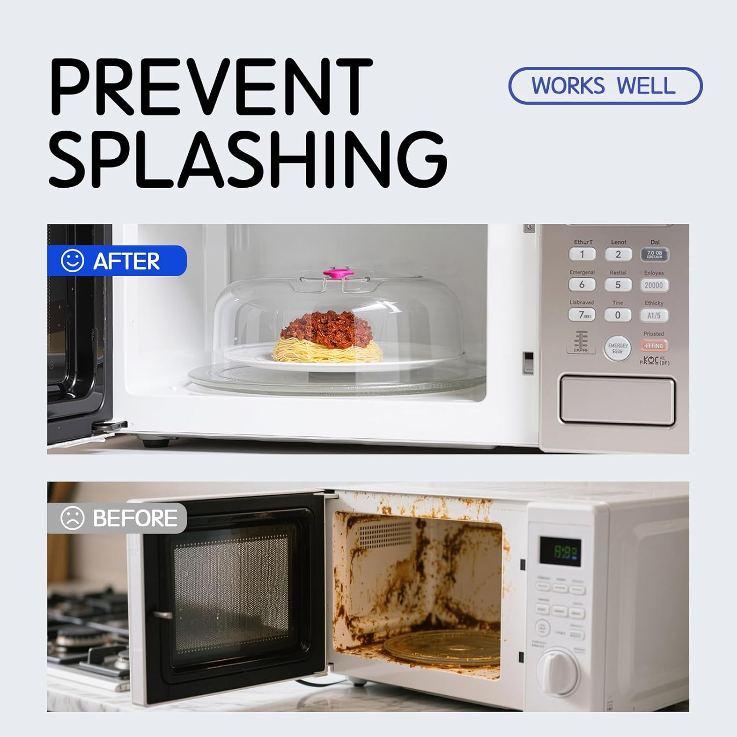 2 Pack Clear Microwave Splatter Cover 30 Cm Large Plate Cover 3 in 1 Food Grade Lids with Silicone Air Vent, BPA Free Food Covers, Kitchen Gadgets and Accessories, Serving Dish Covers image number 2