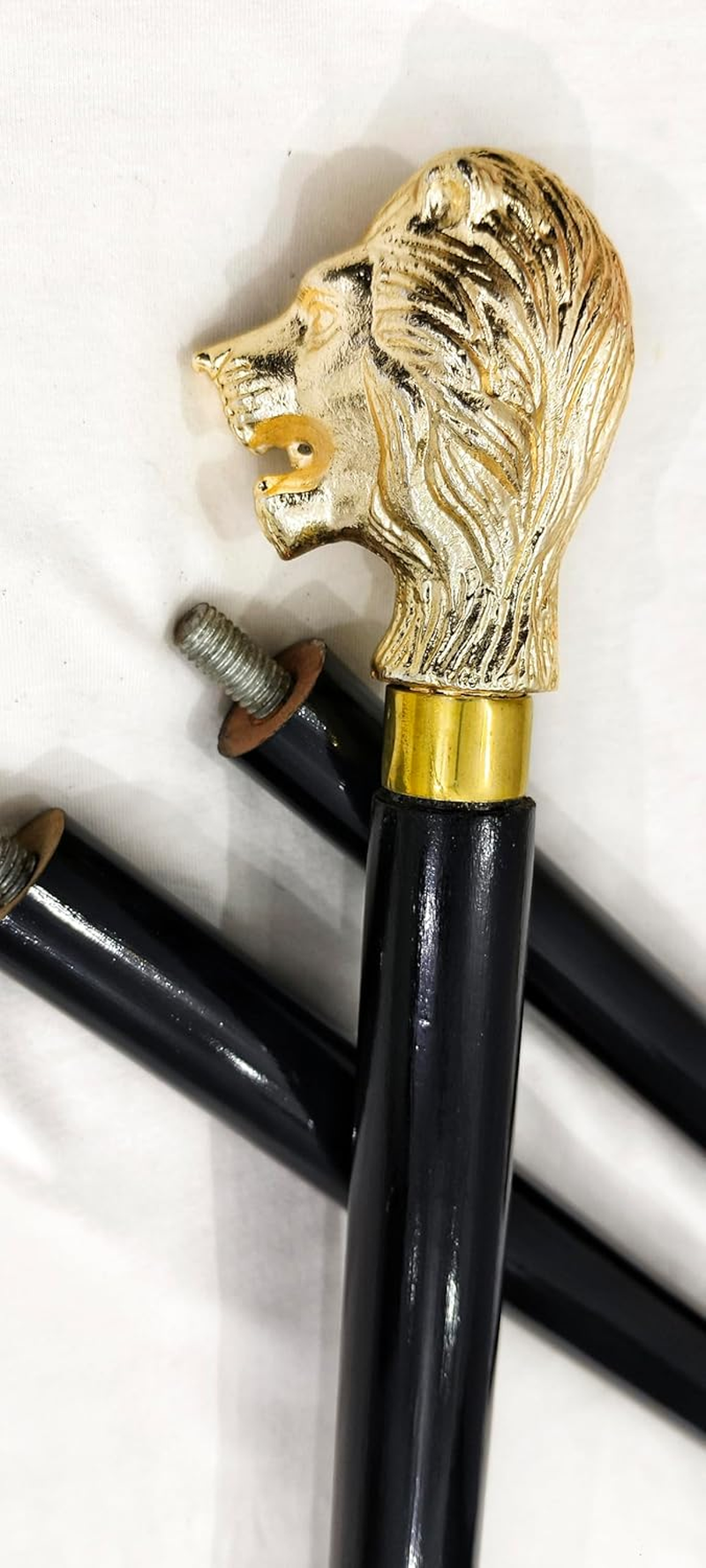 Generic Antique Soild Brass Lion Head Walking Cane/Stick, Premium Quality Brass and Wood, Vintage Designer Handmade Walking Stick for Men, Women, Hiking, Camping, Senior (36 Inch) image number 5