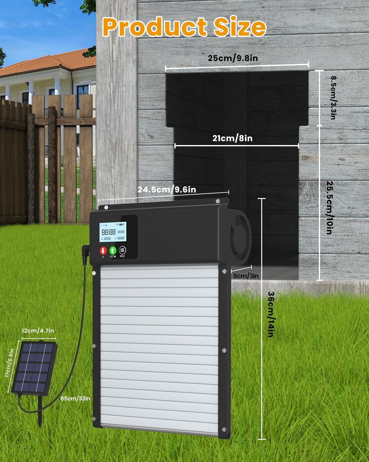 Upgraded 3In1 Wifi Automatic Chicken Coop Door Solar Powered, APP Remote Control Chicken Coops Door Opener, LCD Display, Timer Light Sensor, Electric Auto Doors 8000Ma Battery, Anti-Pinch image number 3