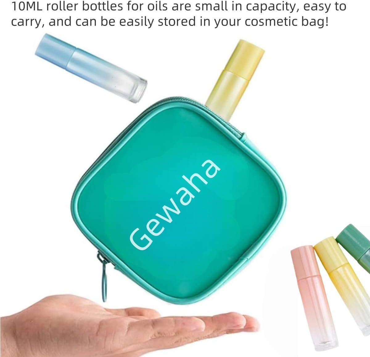 Gewaha 5Pcs Colorful Essential Oil Roller Bottles, 10Ml Glass Rollerball Bottle,Empty Refillable Suitable for Filling Perfumes, Essential Oils image number 1