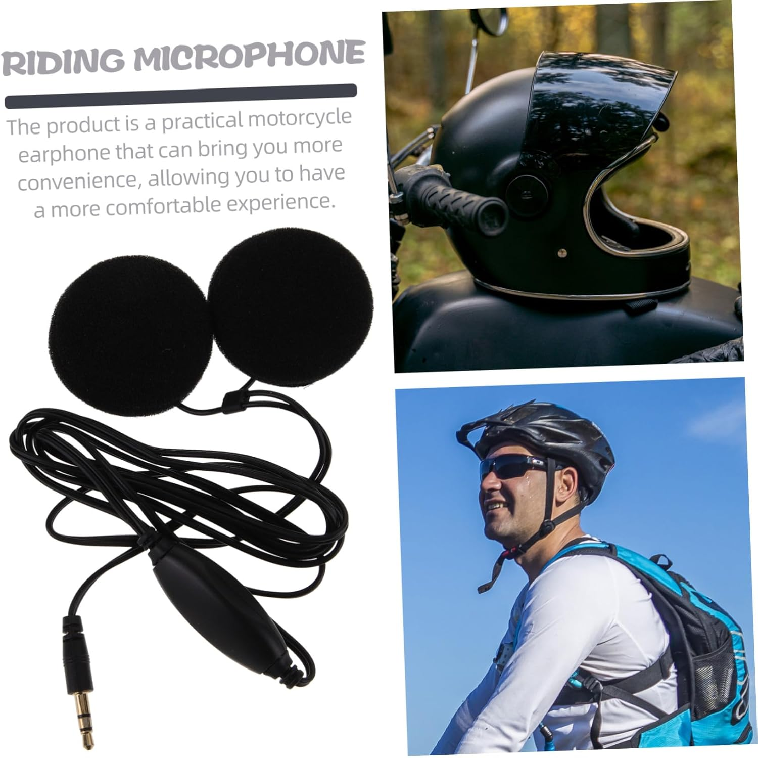 UTHCLO Motorcycle Helmet Earphone and Headset 3.5Mm Wired Helmet Audio System with Microphone for Rider Voice Gps Navigation Compatible with Motorbike Riding in Weather image number 4
