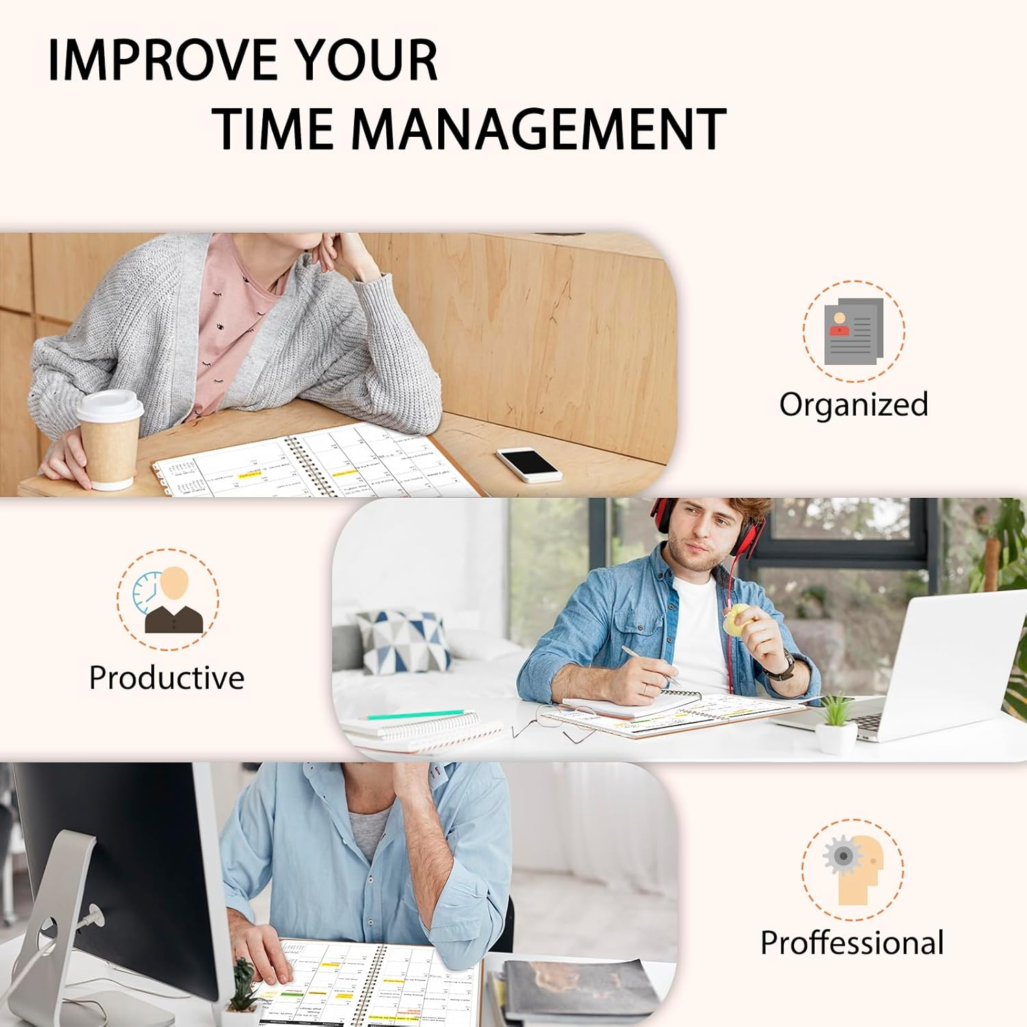 Ymumuda 2025-2026 Monthly Planner - 2 Year Monthly Planner, JAN.2025 to DEC.2026, 8.5" X 11", Large Planner with Spiral Bound, Perfect for School & Office Schedule, Orange - Grey image number 2