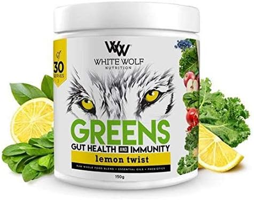 White Wolf Greens+ Gut Health & Immunity 150G - Lemon Twist