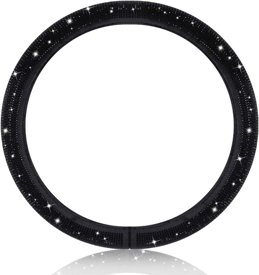 Sparkling Crystal Steering Wheel Cover,1Pc Sparkling Crystal Car Steering Wheel Cover,Sparkling Rhinestone Steering Wheel Cover,Bling Steering Wheel Cover,Steering Wheel Cover with Sparkling Crystals image number 4