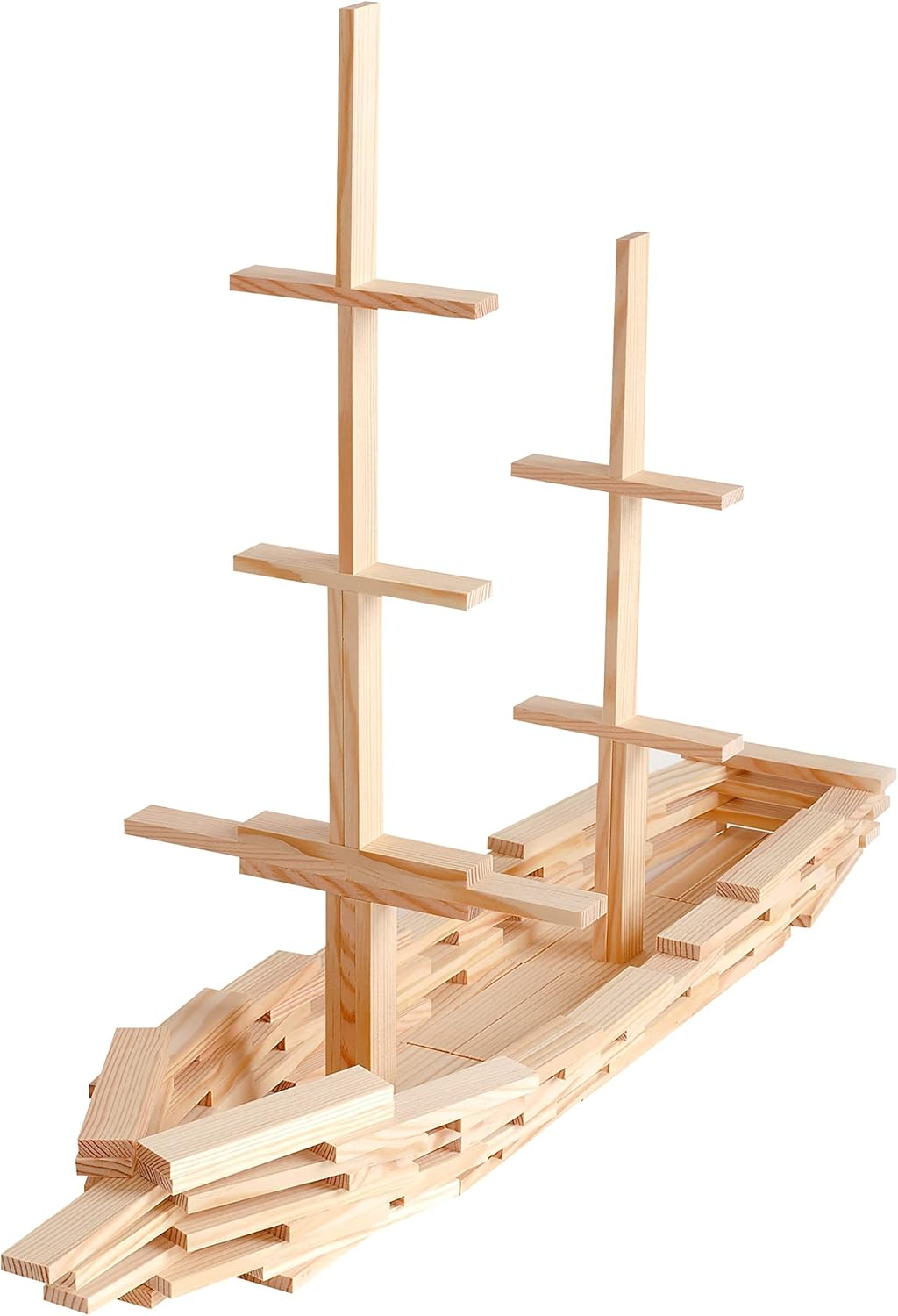 KAPLA 100 Blocks Natural Unfinished Wood Pine Planks with Storage Bin and Guide Book image number 3