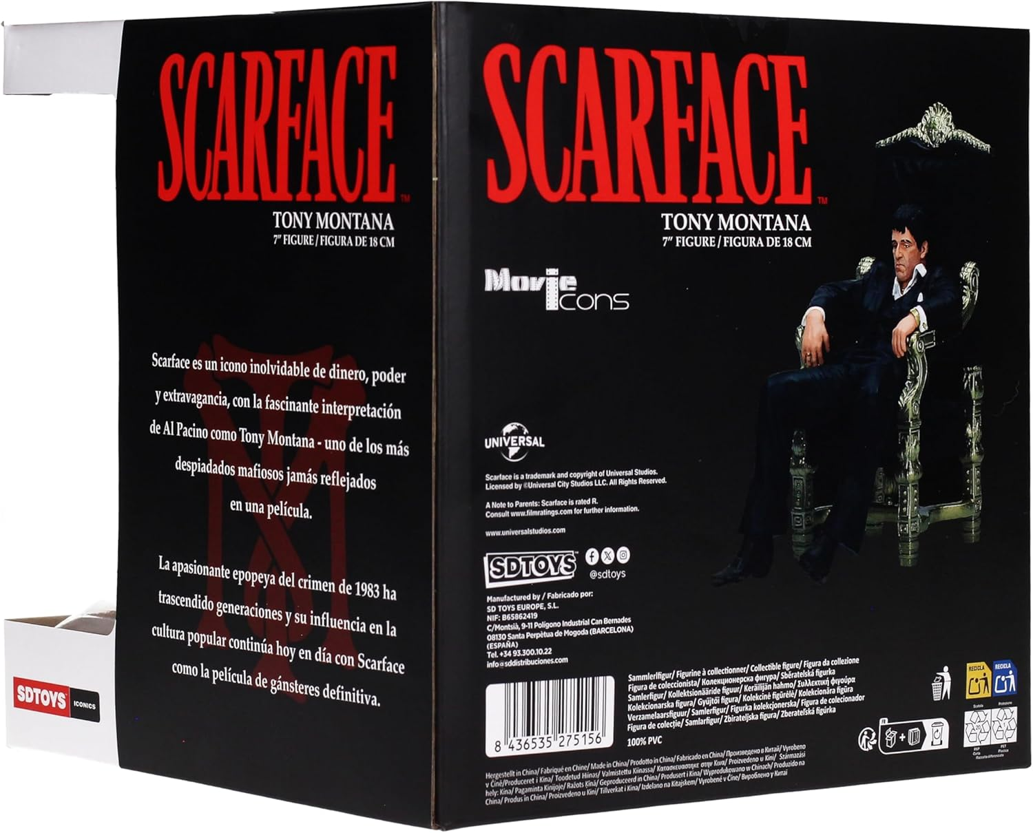 SD Toys Scarface-Tony Montana in Chair Vinyl Action Figure image number 5