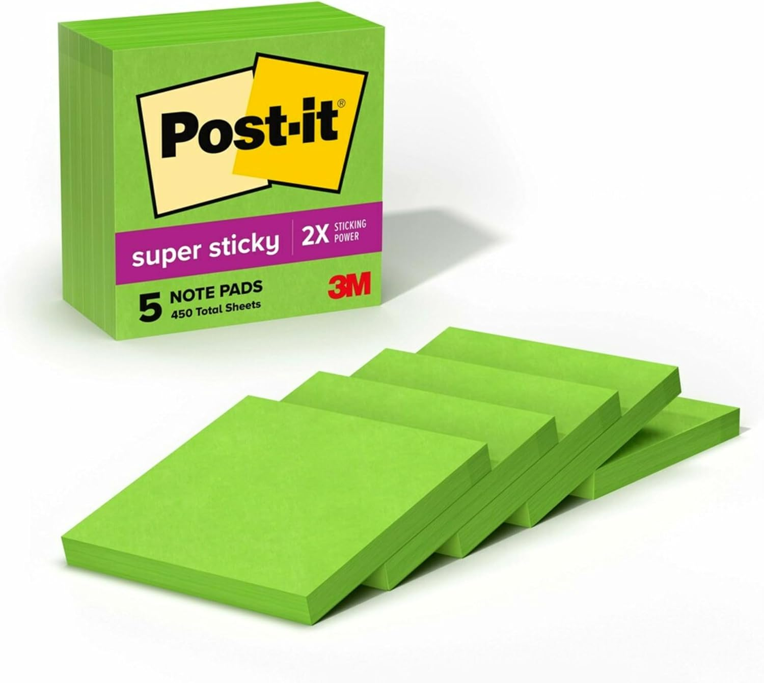 Post-It Super Sticky Notes Neon Pink 76Mm X 76Mm 654-5SSNP (Pack of 5)