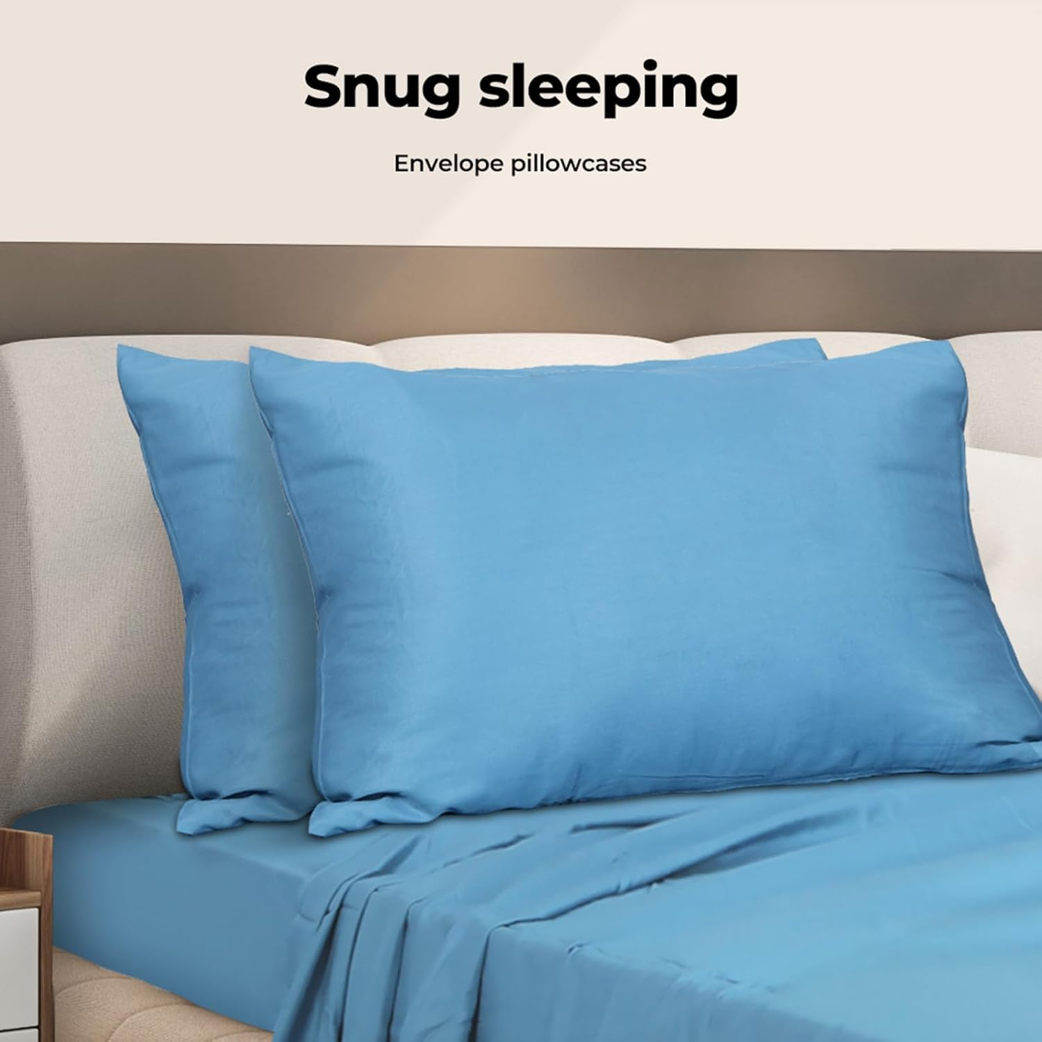 Dreamz Bamboo Sheet Set with Flat Sheet, Fitted Sheet, and 2 Pillowcases - Cool, Soft, Breathable, Hypoallergenic, Anti-Wrinkle, Elastic-Edged, Machine Washable, Easy Care(Queen, Blue) image number 6