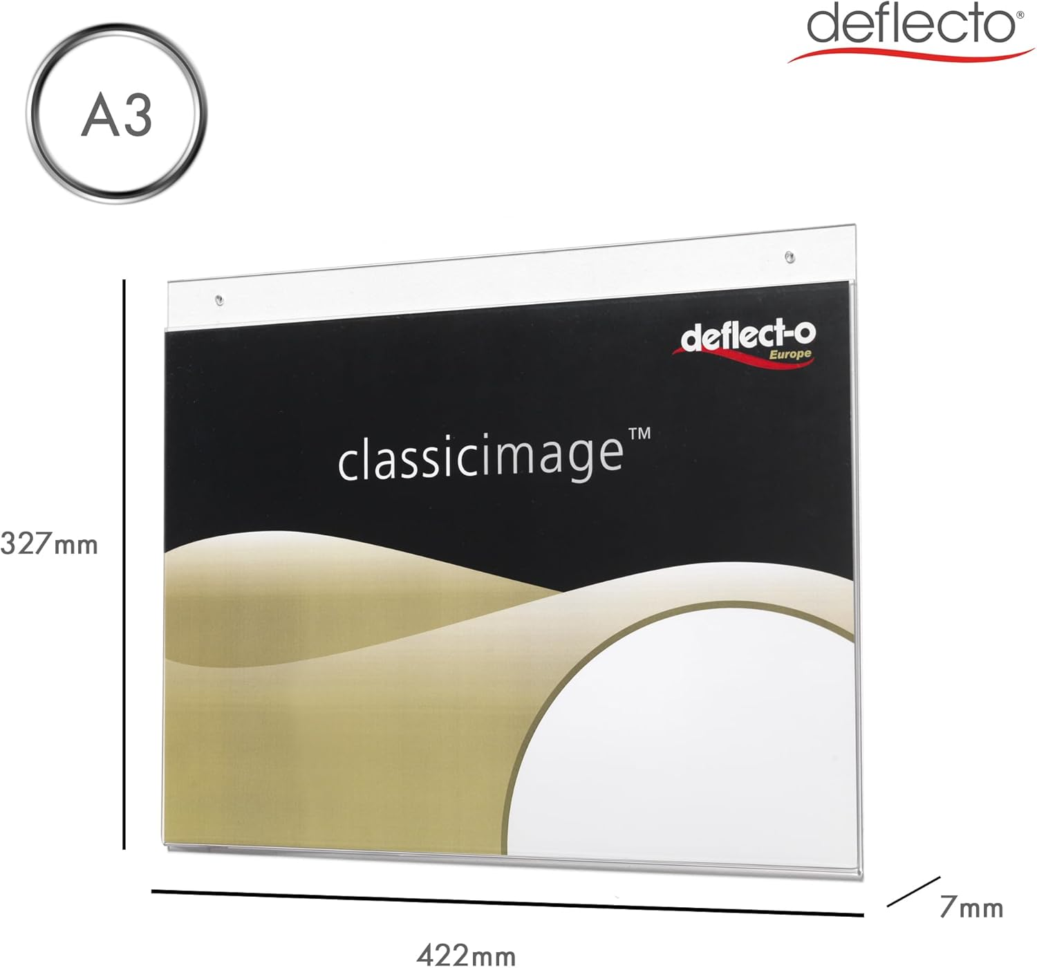 Deflecto Wall Sign Holder Pre-Drilled Landscape Format A3 Transpar image number 2