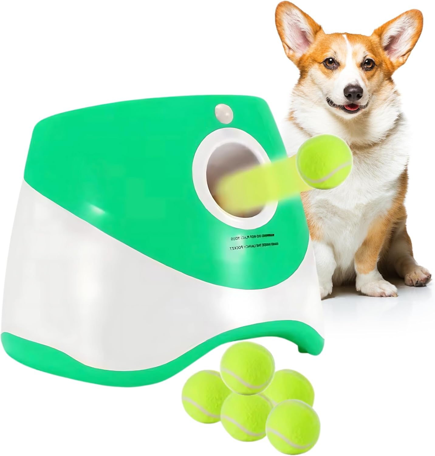 Automatic Dog Ball Launcher for Small & Large Dogs Adjustable Distance 10-30 FT & Rechargeable Fetch Machine Perfect Indoor & Outdoor Interactive Toy Green, Includes 6 Balls Pet Training image number 5