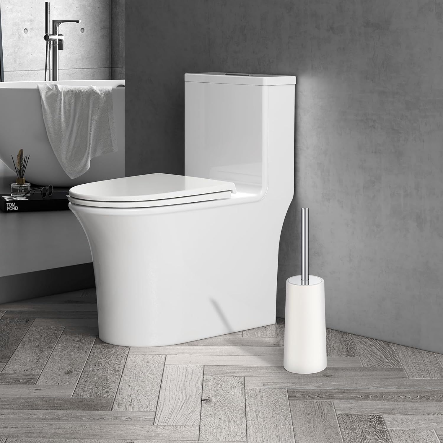 Topsky Toilet Brush, Toilet Bowl Brush and Holder, Toilet Brushes for Bathroom, Compact Toilet Bowl Cleaner Brush with Storage (White) image number 5