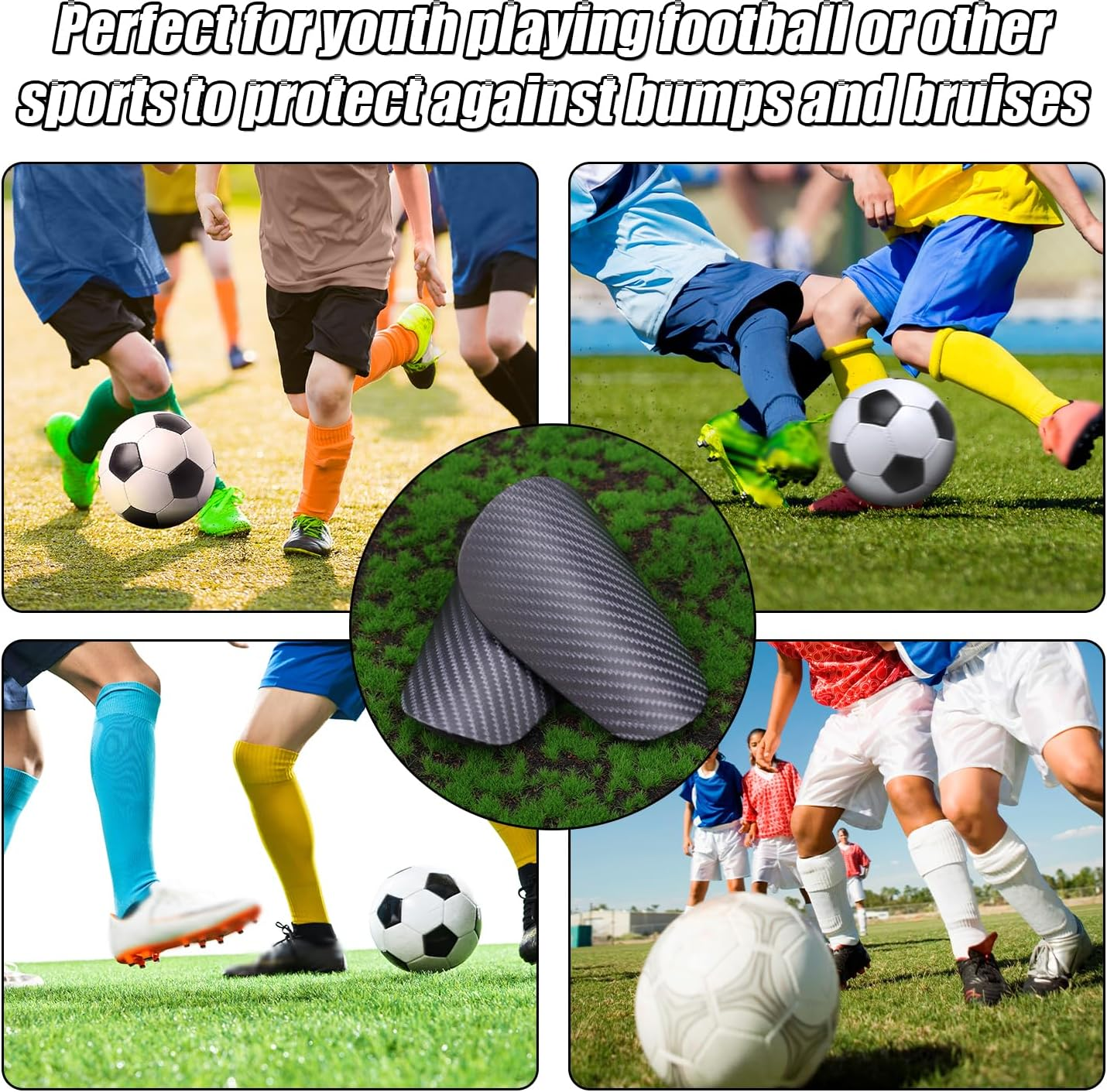 Shin Pads, Shin Guards and Shin Guard Straps, Black Tiny Soccer Shin Pads Protective Football Small Shin Guards for All Ages Exercise image number 3