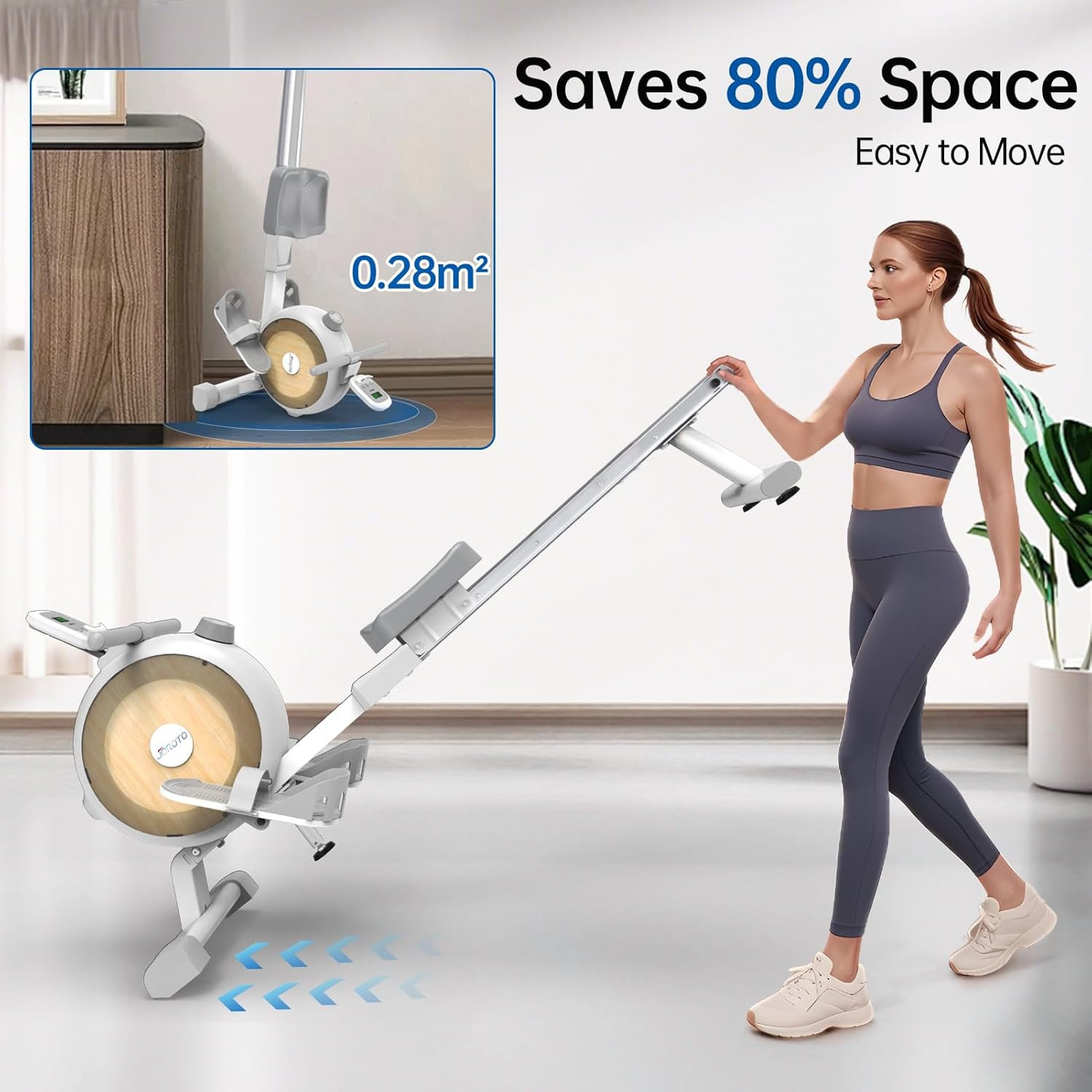 JOROTO Rowing Machines for Home Use,Magnetic Rower Machine 16 Levels of Resistance, 150Kg Weight Capacity with Bluetooth Monitor and Phone Holder image number 2