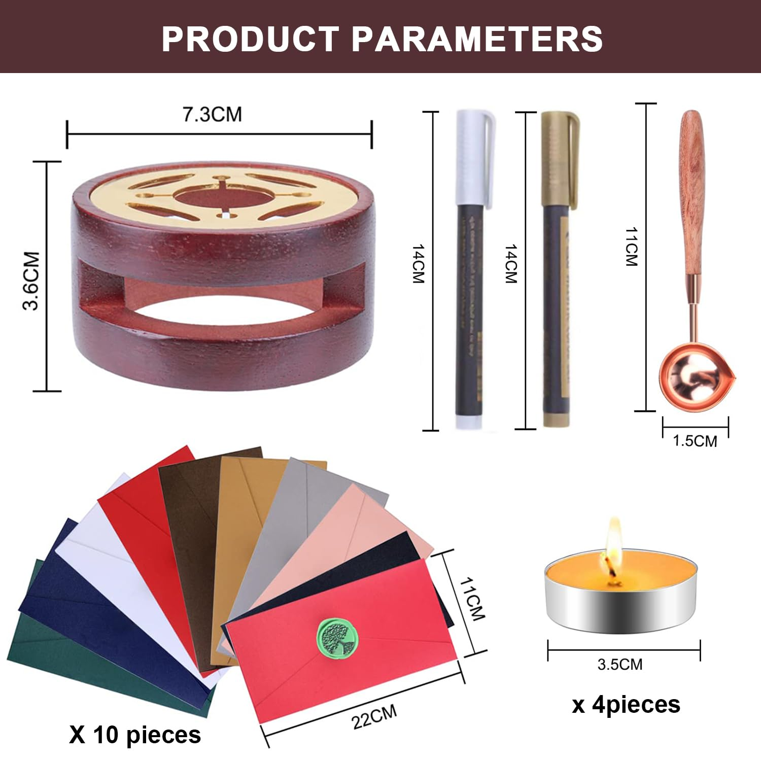 Wax Seal, Wax Seal Stamp Kit, Comes with Heater, Vintage Envelope, Wax Melting Spoon and More. Sealing Wax, for Making Wedding Invitations, Letters and Other Craft Projects (Multicolor) image number 2