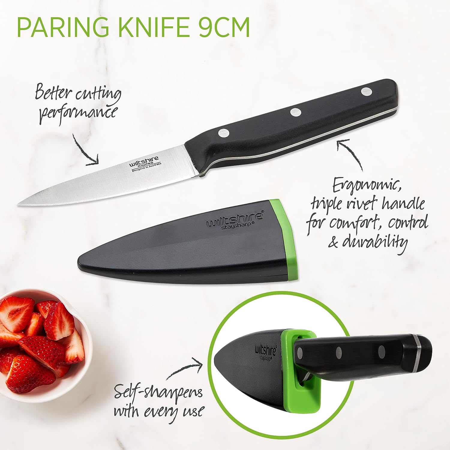 Wiltshire Staysharp MK5 Triple Rivet Paring Knife, 9 Cm Length image number 3