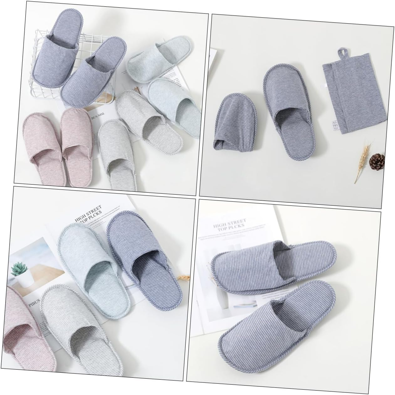 FOYTOKI Travel Slippers Folding Portable Cotton Soft Sole Lightweight Unisex Thin Design Foldable Hotel Slippers for Plane Trips and Indoor Use