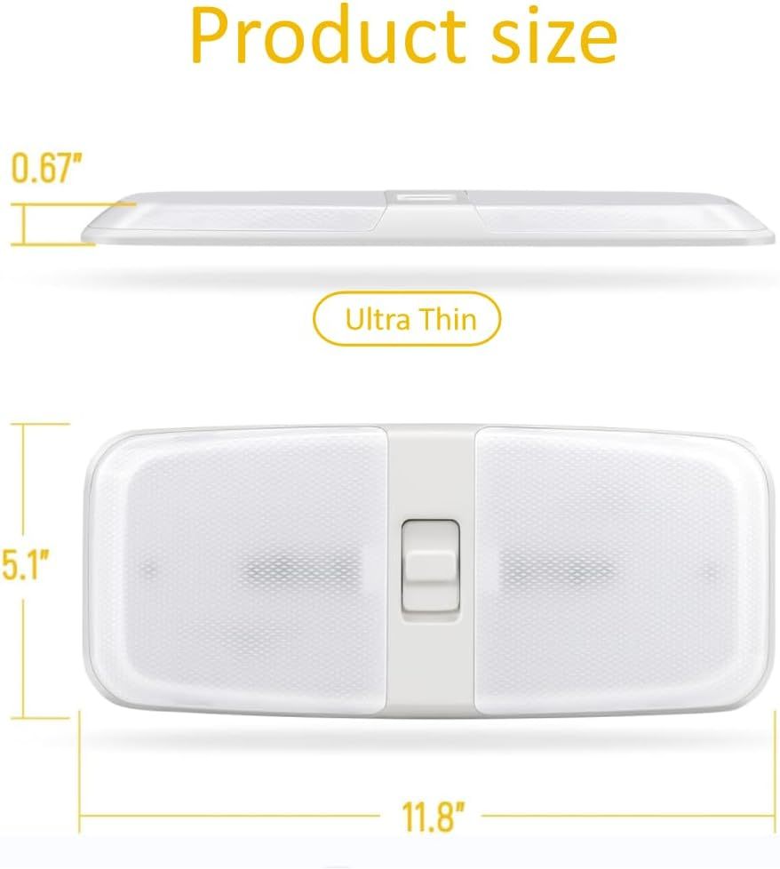 12V RV Lights Interior,126 Leds 1000Lm 4500K RV Ceiling Dome Light Dual Mode Group with Switch Dimming Camping Lights Panel Light for Caravan Camper Travel Trailer Motorhome Sailboat Yacht (2PACK) image number 6