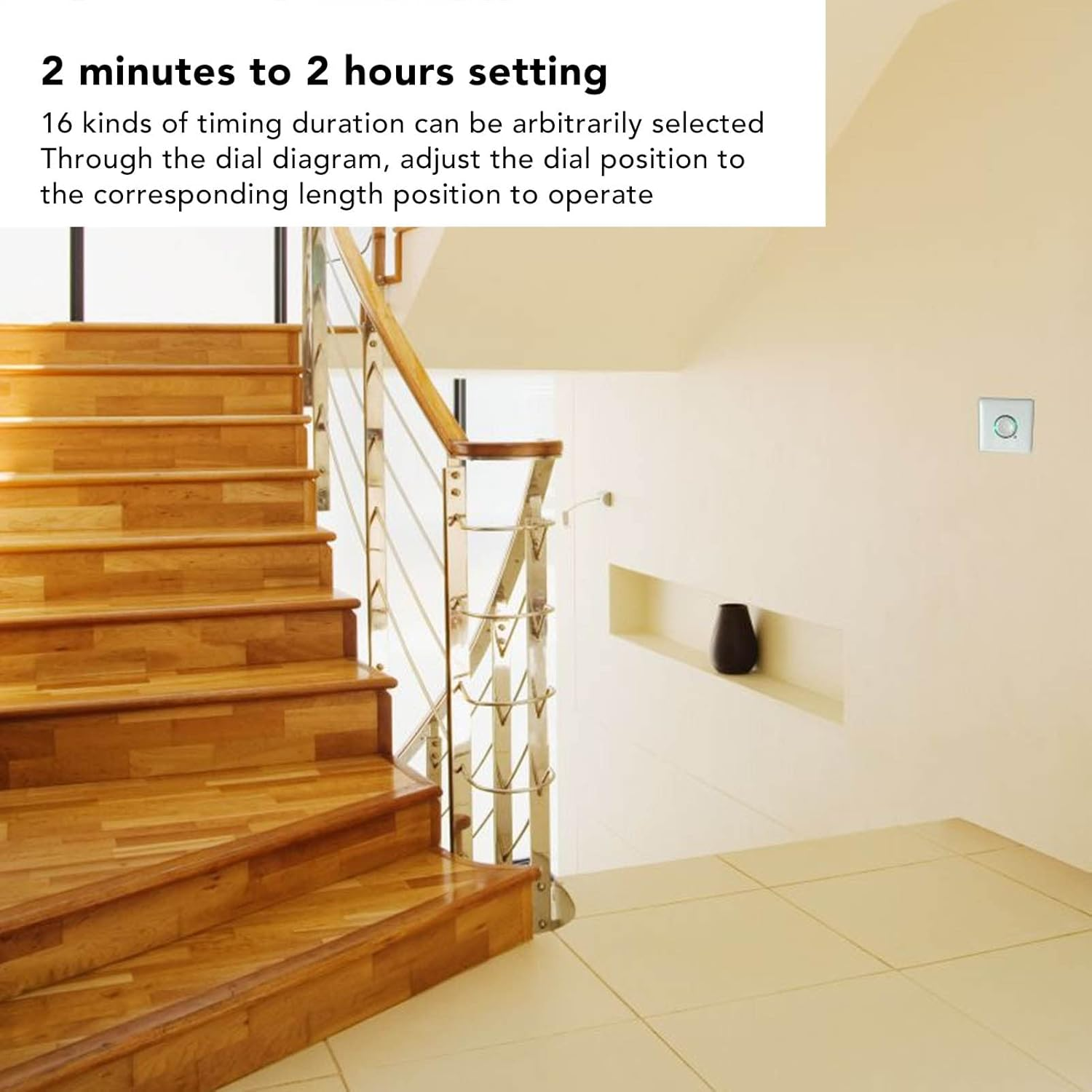 Eulbevoli Timer Switch Panel Touch Control, Timer Light Switch, 3500W 2 Minutes to 2 Hours Time Setting Countdown Power off Switch for Corridor Household Appliances image number 2