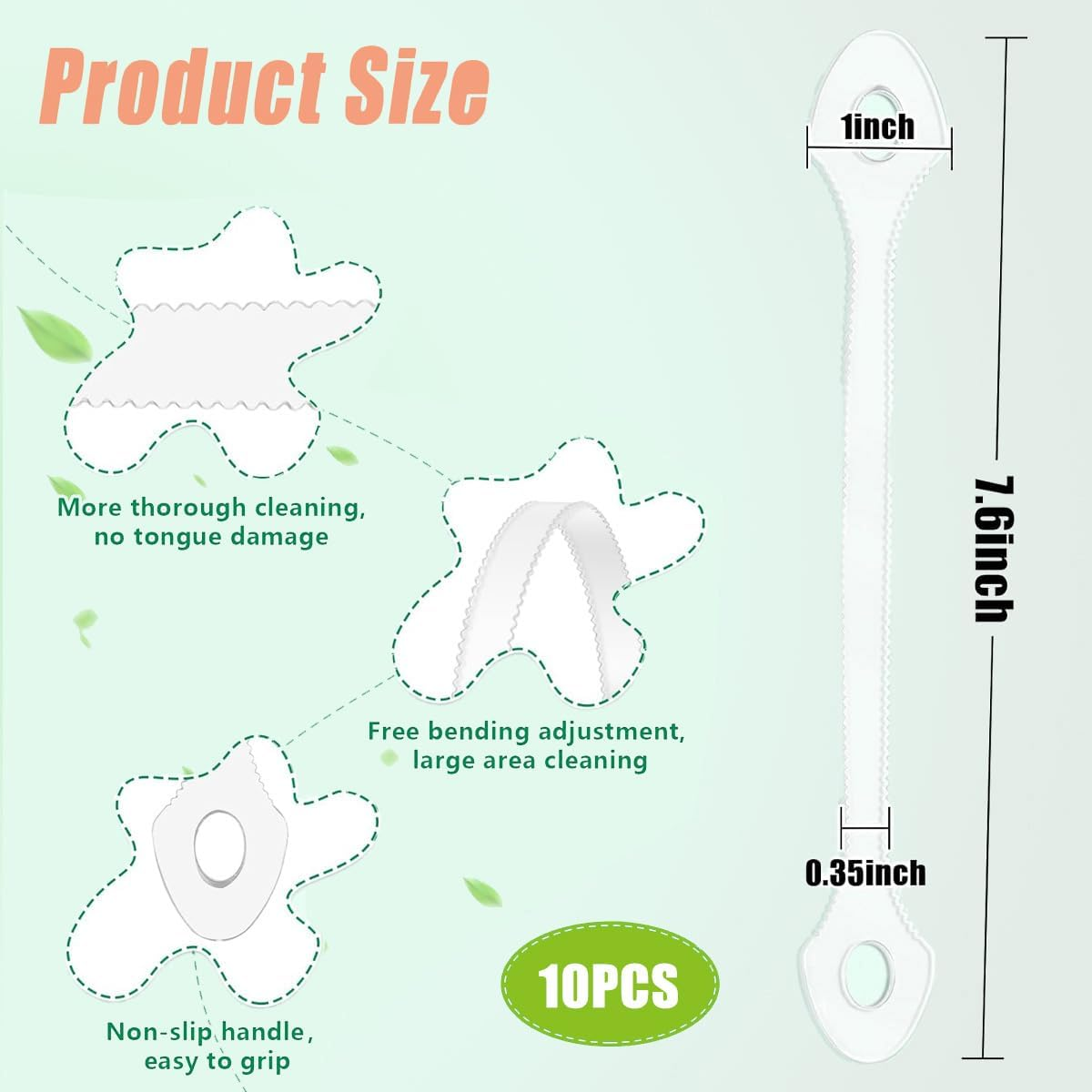 10 Count Disposable Tongue Scraper, Tongue Cleaner for Adults and Kids, Ergonomic Plastic Tongue Scraper,Tongue Scrubber for Oral Care,Reduce Bad Breath,Promote Fresh Breath - 100Pcs image number 5