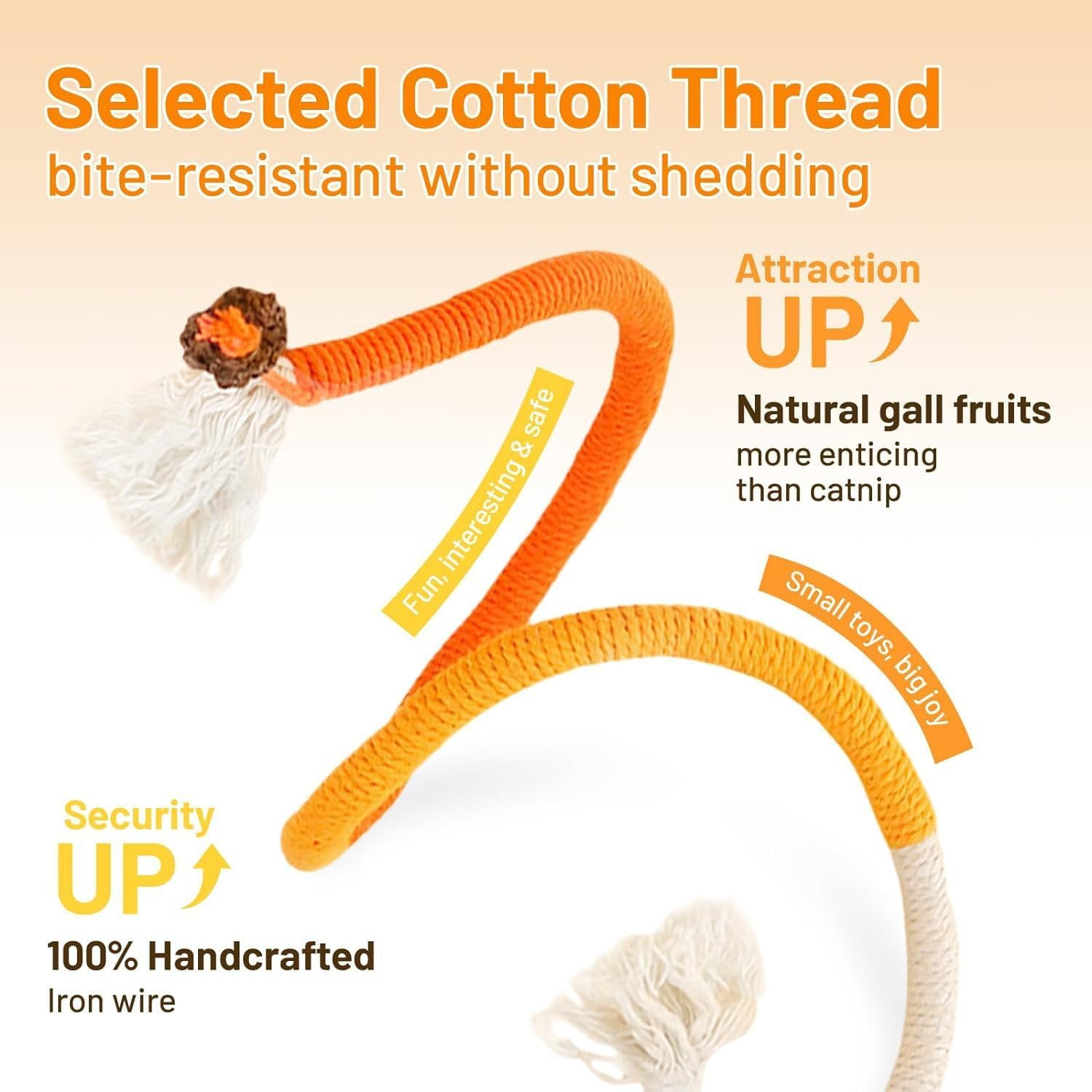 Generic Cat Toys Chew Ropes with Refillable Natural Catnip,27"" Extended Teeth Cleaning Cotton Rope Self Play Toy Interactive Cat Nip Kitty Toys for All Breeds (Orange) - Orange image number 6