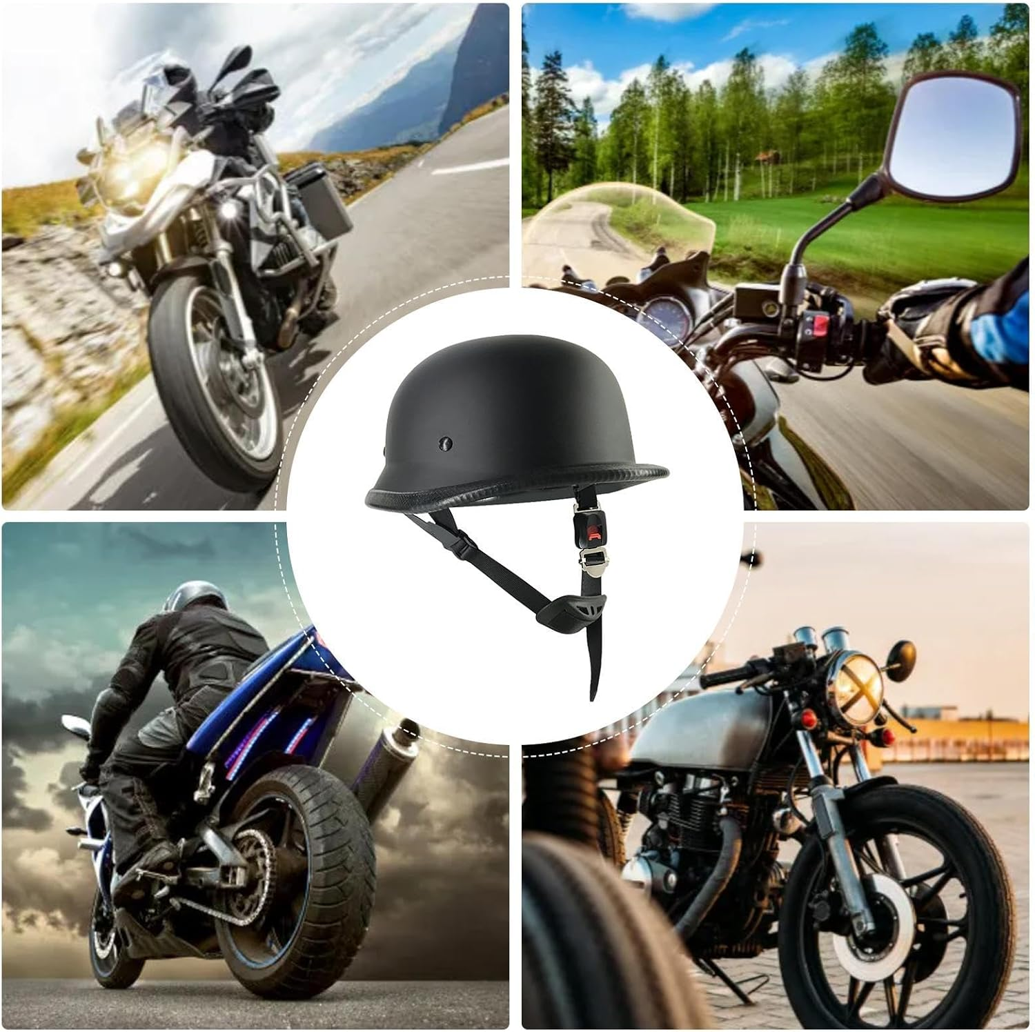 Half Shell Motorcycle Helmets, Half Shell Motorcycle Helmets for Men, Lightweight Motorcycle Helmets, Breathable Motorcycle Helmets, Open Helmets for Men and Women for Scooters image number 1