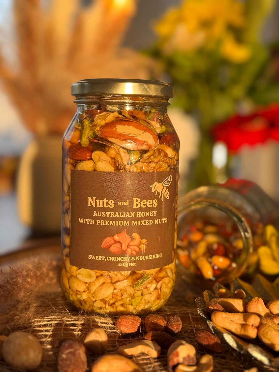 NUTS and BEES - 100% Pure Honey with Premium Mixed Nuts &ndash; High Protein Snack | Antioxidant-Rich Eucalyptus Honey | No Added Sugar | Energy Boost | Immune Support | Australian Made Superfood | 100% Natural image number 2