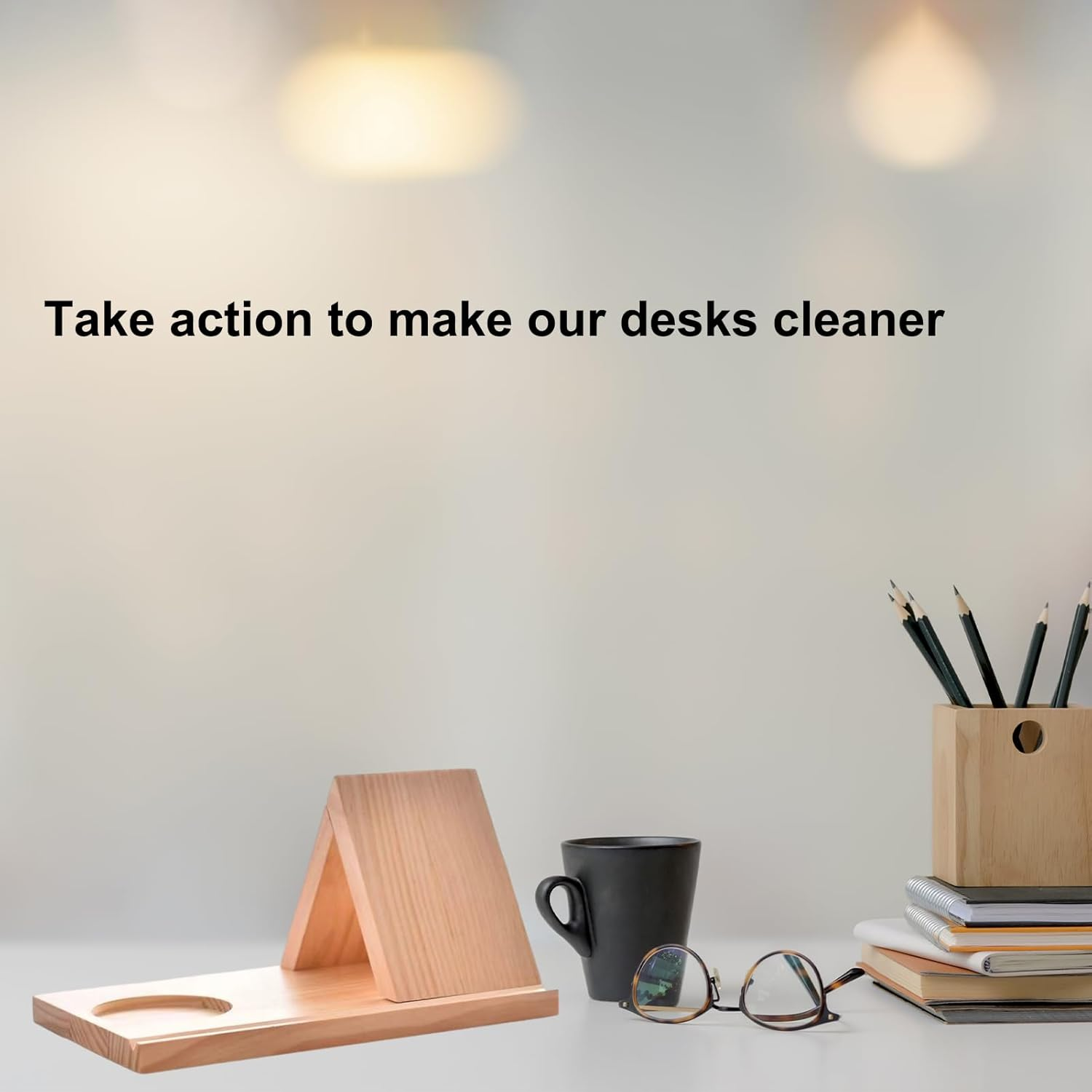 Wood Book Stand Holder for Page Rest,Personalized Wooden Triangle Book Stand,Ideal for Home,School,Office,Library,Bookstore,Coffee Drink Stand,Desktop Bedside & Book Lover image number 4