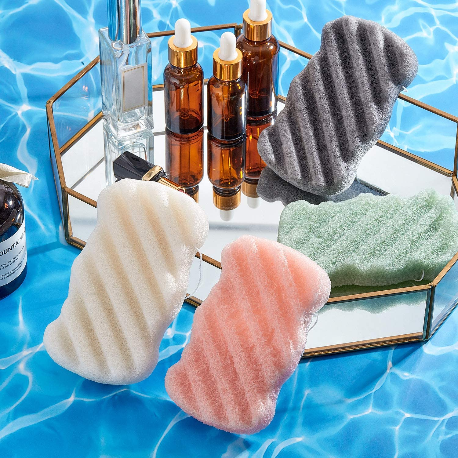 8 Pieces Konjac Soft Bath Shower Sponge Body Pouf Scrubber Exfoliating Facial Cleaning Sponges Foam Loofah for Women Men Kids image number 5